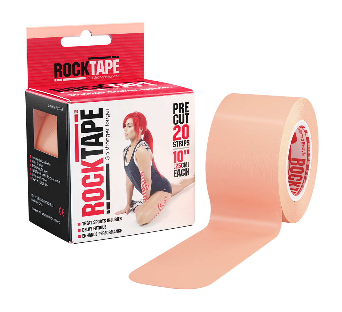 Rocktape PreCut Kinesiology Tape 20 Strips 10"(25cm) Each
