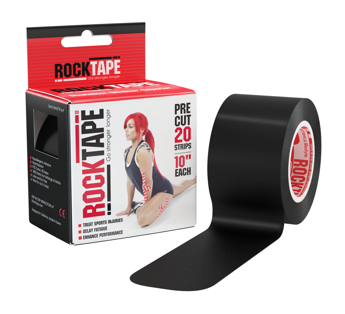 Rocktape PreCut Kinesiology Tape 20 Strips 10"(25cm) Each