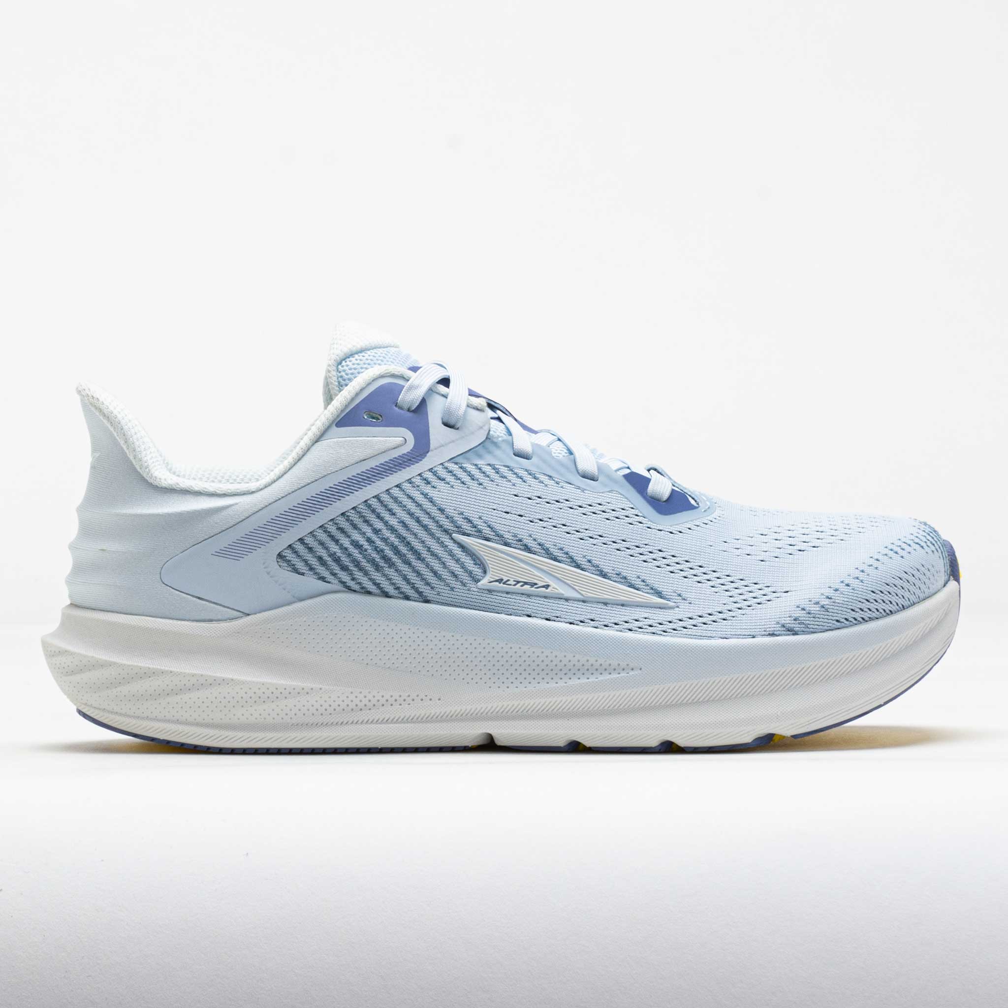 Light blue running shoe on a white background