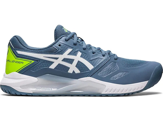 Asics men's Gel Challenger 13 tennis shoe steel blue/white