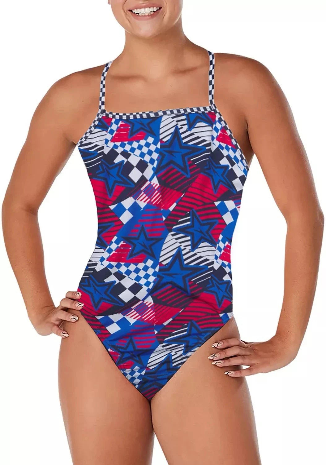 Speedo Printed Double Cross Back One-Piece SALE