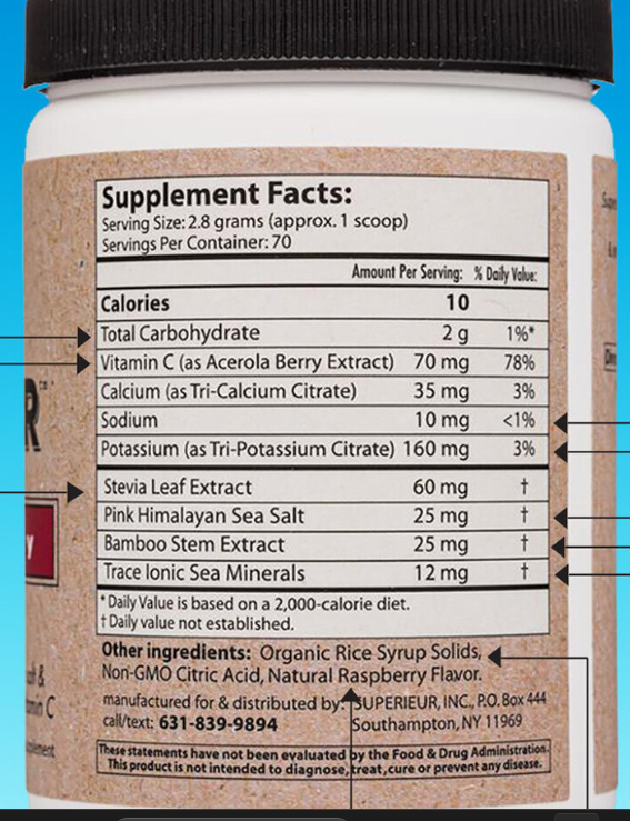 Superieur Electrolytes 6.9oz (70 servings)